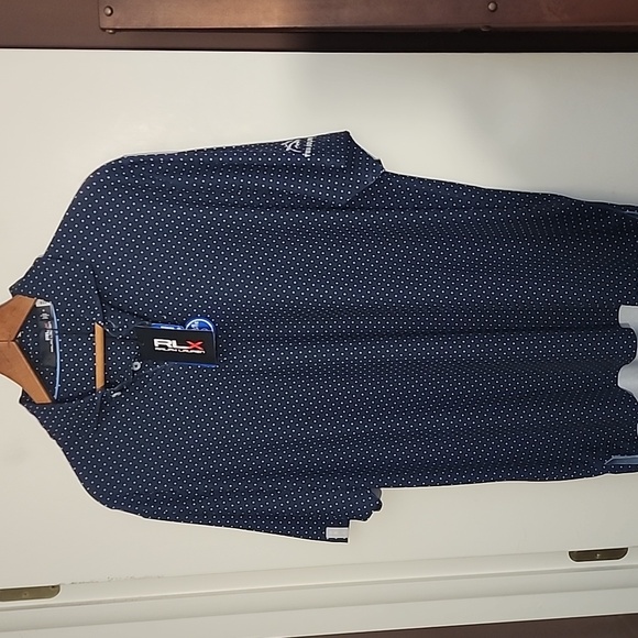NWT RLX Ralph Lauren Medium Navy Microdot Polo w Sleeve of Titlest Great Gift! - Picture 7 of 7